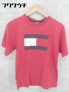 ◇ TOMMY HILFIGER トミーヒルフィガー 半袖 プリント Tシャツ カットソー サイズM レッド メンズ