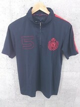 ◇ TOMMY HILFIGER トミーヒルフィガー 半袖 ハーフジップ Tシャツ カットソー M ネイビー メンズ_画像2