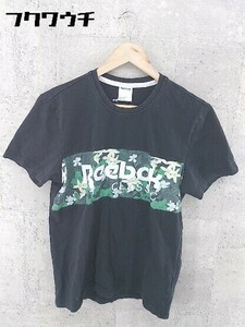 ◇ reebok classic ロゴ プリント 半袖 Tシャツ カットソー サイズO ブラック マルチ メンズ