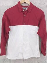 ◇ UNIVERSAL PRODUCTS SHIRTS 切替 長袖 シャツ レッド ホワイト レディース メンズ_画像1