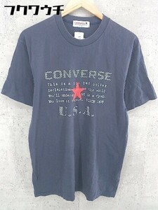 ◇ CONVERSE コンバース プリント 半袖 Tシャツ カットソー サイズL ネイビー メンズ