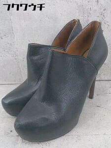 # NINE WESTna in waist bag Zip leather heel bootie size 23.5 black lady's 
