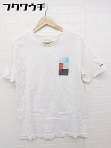 ◇ KNOW WAVE ノウ ウェイブ プリント 半袖 Tシャツ カットソー サイズM ホワイト マルチ メンズ