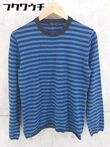 * Rhythm of Life UNITED ARROWS border cotton knitted long sleeve sweater size M blue black men's 