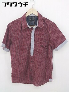 ◇ ◎ BEAMS HEART ビームス ハート チェック 半袖 シャツ サイズM レッド系 メンズ