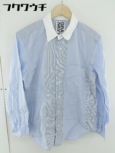 ◇ GRAY NAVY グレイネイビー 切替 ストライプ 長袖 シャツ サイズS ブルー メンズ