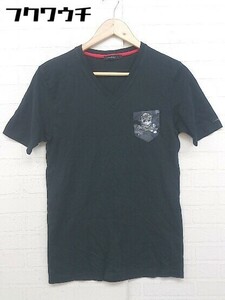 ◇ LOVELESS ラブレス Vネック スパンコール 半袖 Tシャツ カットソー サイズ1 ブラック メンズ