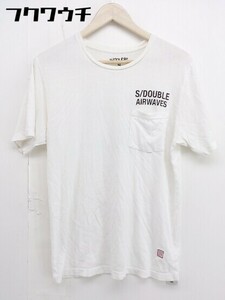 ◇ S/DOUBLE エスダブル スタンドカラー プリント 半袖 Tシャツ カットソー サイズ S ホワイト メンズ