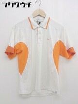 ◇ NIKE ナイキ スウッシュ 刺繍 半袖 ポロシャツ サイズS ホワイト オレンジ メンズ_画像1