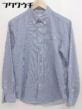 ◇ ◎ green label relaxing UNITED ARROWS ボタンダウン BD ストライプ 長袖 シャツ サイズM ネイビー ホワイト系 メンズ_画像2