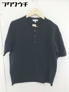 ◇ ◎ BEAUTY & YOUTH UNITED ARROWS ヘンリーネック カットオフ 五分袖 Tシャツ カットソー サイズ S ブラック メンズ