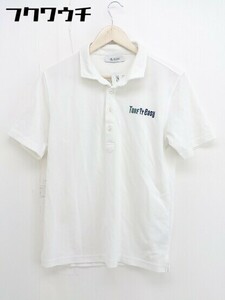 ◇ nano universe ナノユニバース 刺繍 ワンポイント 半袖 ポロシャツ サイズ M ホワイト メンズ