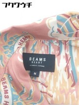 ◇ 　◎ BEAMS HEART ビームス ハート 総柄 プリント 五分袖 シャツ サイズM ピンク マルチ メンズ_画像4