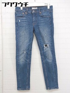 ◇ Levi's リーバイス ウォッシュ加工 ダメージ加工 ストレッチ デニム ジーンズ パンツ サイズ27 インディゴ レディース