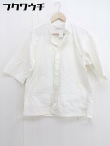 ◇ green label relaxing UNITED ARROWS 裾紐 無地 五分袖 シャツ サイズ L ホワイト メンズ