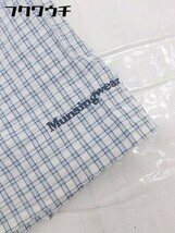 ◇ Munsingwear ジップアップ チェック シアサッカー ロゴ 刺繍 半袖 シャツ サイズL ホワイト ライトブルー メンズ_画像6