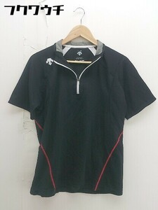 ◇ DESCENTE デサント ハイネック 半袖 Tシャツ カットソー サイズL ブラック メンズ