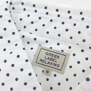 ◇ ◎ green label relaxing BD ボタンダウン 水玉 ドット 七分袖 シャツ サイズM ホワイト ブラック メンズの画像4