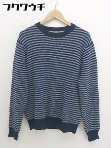 * A day in the life UNITED ARROWS wool knitted border long sleeve sweater size L navy b lumen z