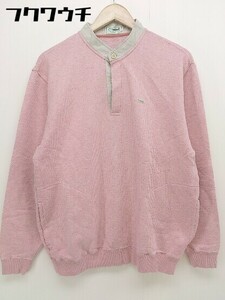 ◇ ◎ CROCODILE クロコダイル スタンドカラー 長袖 カットソー シャツ サイズM ピンク メンズ
