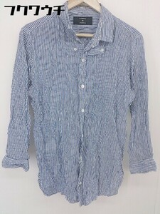 * CABANE de ZUCCaka band Zucca linen100% stripe long sleeve shirt size M navy white men's 