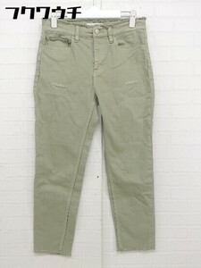 ◇ Healthy denim ヘルシーデニム ストレッチ ダメージ加工 カットオフ パンツ サイズ24 カーキ レディース