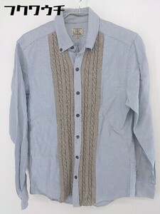 ◇ green label relaxing UNITED ARROWS ボタンダウン BD 切替 長袖 シャツ サイズM ネイビー ベージュ メンズ