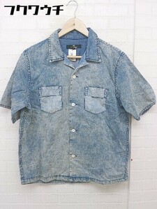 ◇ FREDY&GLOSTER フレディアンドグロスター 半袖 シャツ サイズL ネイビー アイボリー メンズ