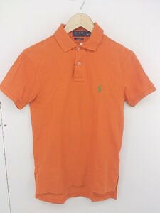 ◇ POLO RALPH LAUREN ポロ ラルフローレン 鹿の子 ワンポイント 半袖 ポロシャツ サイズXS 165/88A オレンジ メンズ