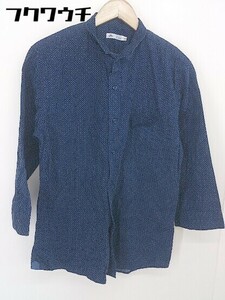 ◇ MEN'S MELROSE メンズ メルローズ ドット 水玉 七分袖 シャツ サイズ4 ネイビー メンズ