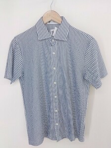 ◇ ◎ gim ジム SEA ISLAND COTTON ストライプ 半袖 シャツ サイズM ネイビー ホワイト メンズ