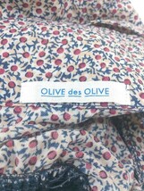 ◇ OLIVE des OLIVE 総柄 ウエストゴム 半袖 膝下丈 フレア ワンピース サイズ M レッド ネイビー マルチ レディース E_画像3