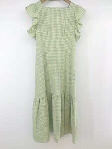 ◇ Heather Heather Check Race Rice Long One Piece Size F Green Ladies P