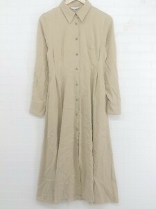 ◇ MOUSSY マウジー 長袖 ロング シャツ ワンピース サイズ1 ベージュ レディース E