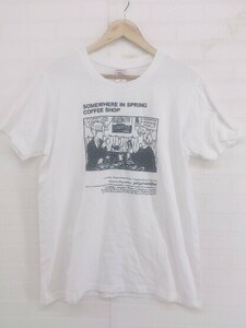 ◇ United Athle ユナイテッドアスレ フロントプリント 半袖 Tシャツ カットソー サイズXL ホワイト ブラック系 メンズ E