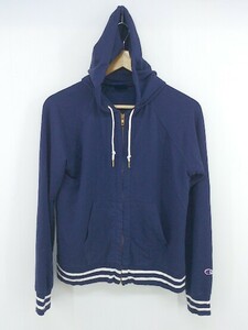 ◇ Champion チャンピオン ストレッチ ジップアップ パーカー サイズL ネイビー系 レディース E