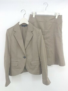 * UNTITLED shadow stripe knees height single skirt suit setup size 2 beige Brown lady's P
