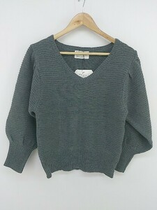 ◇ ◎ ●未使用● antiqua patterntorso タグ ボリュームスリーブ 長袖 ニット カットソー グレー レディース P