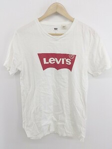 ◇ Levi's リーバイス ロゴ プリント 半袖 Tシャツ カットソー サイズM ホワイト レッド系 メンズ P