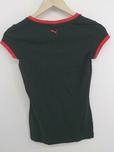 ◇ PUMA プーマ スパンコール ロゴ 半袖 Tシャツ カットソー サイズUS XS F36 I/E38 ブラック レッド系 レディース E_画像2