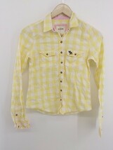 ◇ Abercrombie&Fitch KIDS キッズ 子供服 チェック 長袖 シャツ サイズL イエロー ホワイト系 レディース P_画像1