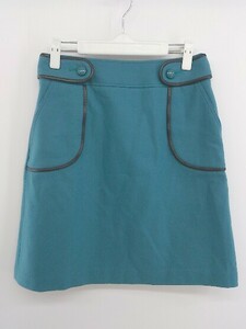 ◇ ROPE' ロペ フェイクレザー パイピング ミニ 台形 スカート サイズ11 ブルー系 レディース P