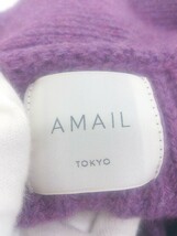 ◇ AMAIL アマイル ウール ニット リボン 長袖 カーディガン サイズF パープル レディース E_画像3