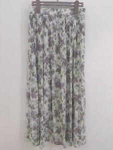 ◇ COCODEAL ココディール 花柄 ロング ギャザー スカート サイズ 2 ホワイト パープル レディース P