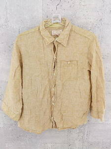 ◇ JOEY FACTORY ジョーイファクトリー リネン100% 長袖 シャツ サイズL ベージュ系 メンズ