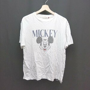 ◇ GOOD ROCK SPEED ヴィンテージ風 ディズニー クルーネック 半袖 Tシャツ サイズF ホワイト レディース メンズ E