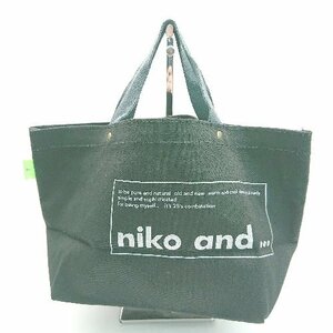 ◇ ◎ ●未使用● niko and… ブランドロゴ キャンバス生地 帆布 散歩 ハンドバッグ ブラック メンズ レディース E