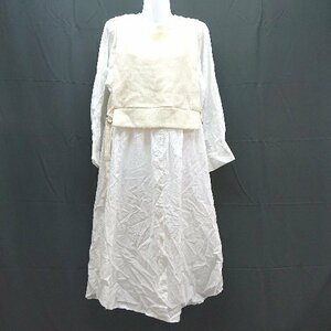 ◇ w closet ダブルクローゼット ニット シャツ生地 綺麗め ロング丈 ワンピース サイズ表記なし ベージュ レディース E