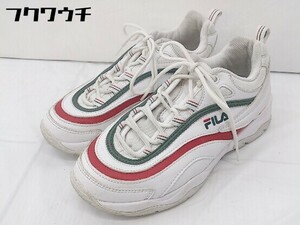 ◇ FILA フィラ 厚底 スニーカー シューズ サイズ23.0cm ホワイト レッド グリーン系 レディース