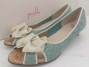 * * PICHE ABAHOUSEpishe Abahouse ribbon open Turow heel sandals size 39 green lady's 